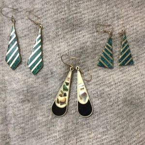 3 pairs of inlaid earrings